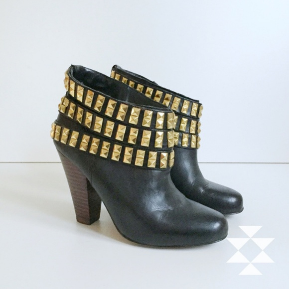 Betsey Johnson Shoes - Betsey Johnson Ankle Booties Gold Studs Size 7